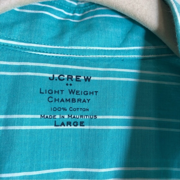 J.Crew Cotton Light Weight Chambray Stripes Button Down Long Sleeve Shirt L - Picture 8 of 10